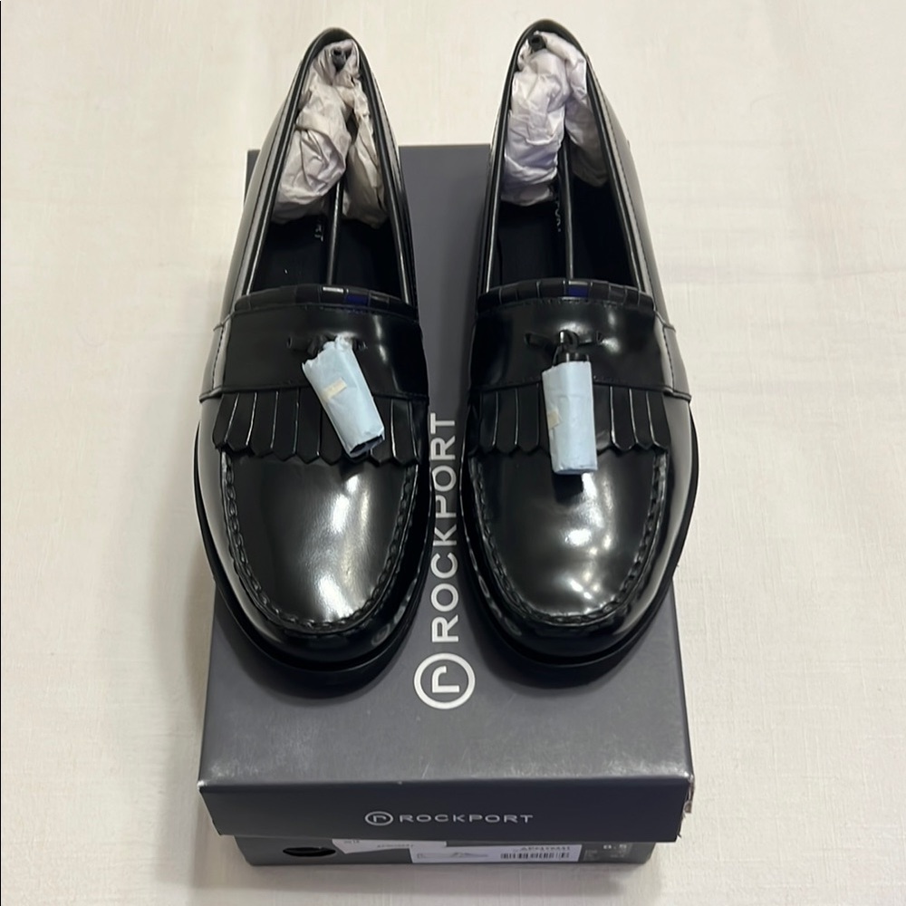 Rockport Black Leather Tassel Loafers